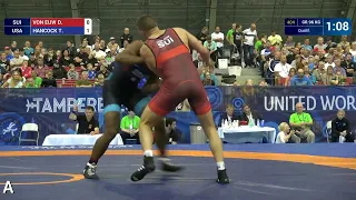 Qual. GR - 96 kg: T. HANCOCK (USA) df. D. VON EUW (SUI) by VSU1, 9-1