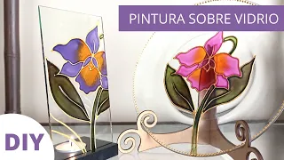 🌷 Como pintar UNA ORQUÍDEA sobre VIDRIO, paso a paso