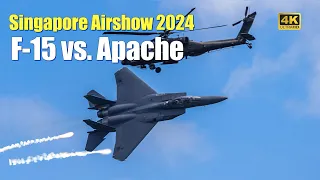 Singapore Airshow 2024 flying display：F-15 vs. Apache