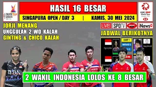 JORJI Menang ~ Hasil 16 Besar Singapura Open 2024 Hari Ini ~ GINTING & BAEK/LEE Kalah