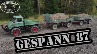 Gespann 87 - #Unimog 406 mit  2 Anhänger -  Da werden Erinnerungen wach  ! Kartoffeln feuern