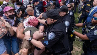 Photos: 'Gaza solidarity' protesters battle police, counter-protesters at UNC