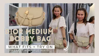 DIOR MEDIUM BOBBY BAG in BEIGE | What Fits + Try On (wear it multiple ways!)