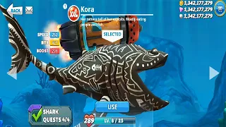 Hungry Shark World - Basking Shark Fully Upgraded - KORA Skin Unlocked All Sharks Unlocked Gameplay