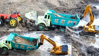 Tata Ace Pickup Heavy Loaded Cow Potty Accident Big Pit Pulling Out JCB 3DX | Tractor | @CS kidsToy