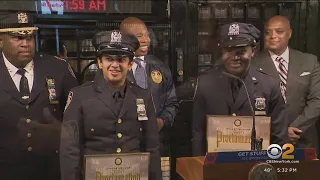 NYPD officers honored for subway track rescue