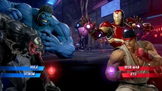 Hulk & Venom V's Ironman & Ryu [Very Hard]AI Marvel vs capcom infinite