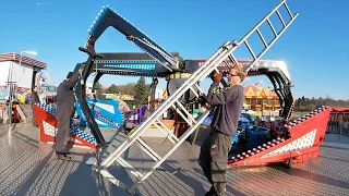 Building up the Fun Fair! Build up Footage and Pull on of Beach’s Fairground Ready for Opening.