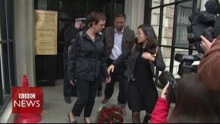 Tiananmen activists pushed by China's embassy staff in London - BBC News