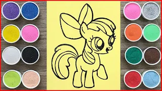 Lovely rainbow pony, colored sand painting my little pony, satisfying video (Chim Xinh channel)