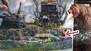 I Make a Realistic Miniature Post-Apocalyptic Zombie Diorama / Epoxy Resin Art How to Make!