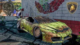 Rebuilding Lamborghini Huracan Spyder - NFS HEAT - Steering Wheel Gameplay