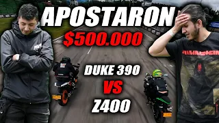 APOSTARON $500.000🤑🤑 Z400 🆚 DUKE 390NG🔥Fullgass Cuarto de milla Drag Race