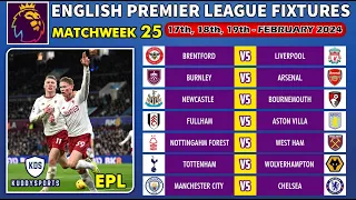 EPL FIXTURES TODAY - MATCHWEEK 25 - PREMIER LEAGUE FIXTURES 2023/24 - EPL FIXTURES 2023/2024