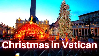 Rome Italy - Christmas Nativity Scene at the Vatican City. 4K 60fps