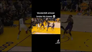 Jared Vanderbilt almost broke his knees after Moses Moody lands on him. 💀💀 #nba  #gsw #shorts