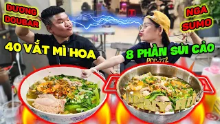 Nga Sumo VS Duong Doubar 40 squeeze Chinese noodles 8 parts SỦI CẢO made the whole restaurant buzz.