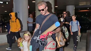 David And Victoria Beckham Head Back To London With The Kids