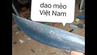 tóm tắt quy trình rèn dao|rèn phôi thép  damacus|kẹp đồng|rèn dao|mài dao|tôi dao|làm cán dao