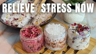 How to Make 3 EASY Homemade BATH SALTS & BATH SOAK Recipes RELIEVE STRESS