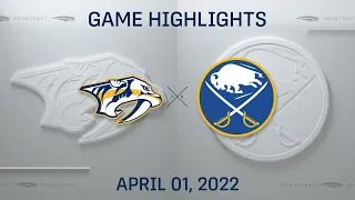 NHL Highlights | Predators vs. Sabres - Apr. 1, 2022