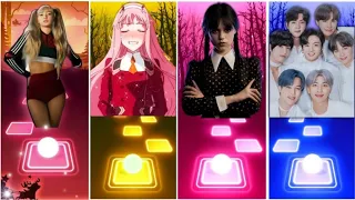 Lisa Money 🆚️ TOCA TOCA vs WEDNESDAY ADDAMS vs BLACKPINK vs BTS I Tiles Hop EDM Rush