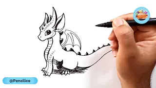 How to draw a cute dragon step by step