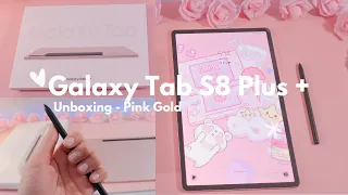 🌷Galaxy Tab S8 Plus Unboxing - Pink Gold l Samsung l Aesthetic Unboxing