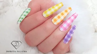 Pastel nail art. Spring pastel gradient checked nails. Easter nails. Gingham nail art