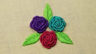 Hand Embroidery- Bullion Knot Rose Stitch Embroidery | Brazilian Embroidery