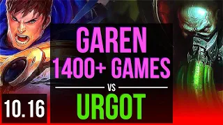 GAREN vs URGOT (TOP) | 1.7M mastery points, 1400+ games, 2 early solo kills | NA Diamond | v10.16