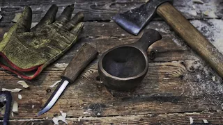 Wood mug (Kuksa). How to make a kuksa. Burning. Khanty Knife.