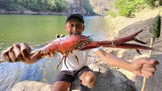 Cocina de camarón gigante del rio torola