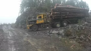 Hayes HDX  log truck loaded, Henderson Lake, BC