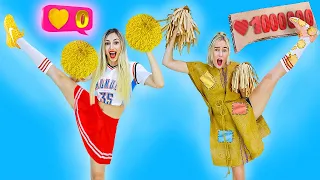 RICH VS BROKE CHEERLEADER IN SCHOOL | POPULAR CHEERLEADERS AND POOR STUDENTS FUNNY SITUATIONS