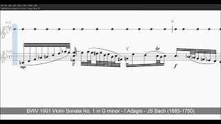 BWV 1001 Violin Sonata No. 1 in G minor - I Adagio - Bach - Level 1 Metronome + Violin Solo