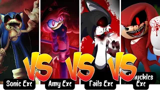 Sonic Exe Vs Amy Exe Vs Tails Exe Vs Knuckles Exe | Tiles Hop: EDM Rush! - Beat Jumper - Beat Roller