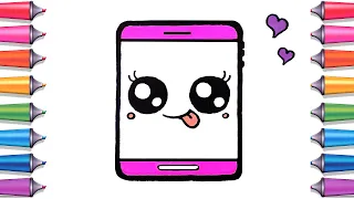 How to draw a cute phone step by step - SUPER EASY