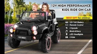 2 Seater Ride On Truck and Car Cover, 12V Children's Electric Car with Parental Remote Control