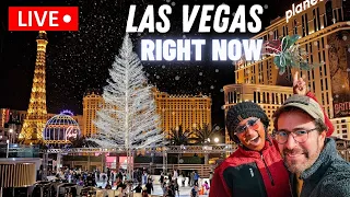 Crazy Christmas Lights on the Las Vegas Strip LIVE (Another COLD Night in Vegas!)