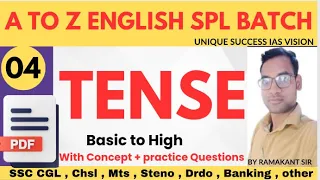 SSC CGL English Classes 2023 | English | Basic tense | Foundation Course | Day 04 | RAMAKANT SIR