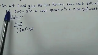 ##11th maths example 1.27 let f and g be the two functions from R to R define by f(x)=3x-4 and g(x)=