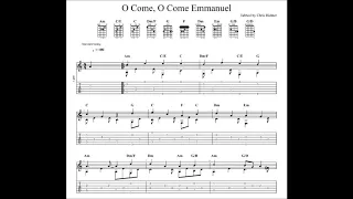 O Come, O Come Emmanuel with tablature/sheet music for solo fingerstyle guitar