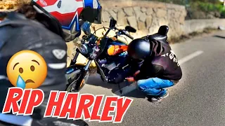 UNE BALADE MOTO ENTRE MOTARDS QUI FINI MAL !😢 ( il casse sa harley )