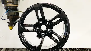 Lamborghini Wheel cut in half with 60,000 PSI Waterjet