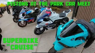 SUPERBIKES PULL UP TO CAR MEET AND "CRUISE" AFTER