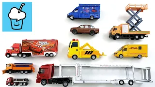 Different truck collection with tomica siku scissor lift truck snow plow truck