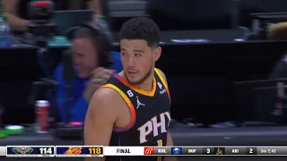 Devin Booker shots a 3 at the end of the quarter showing no sportsmanship to Zion and the Pelicans