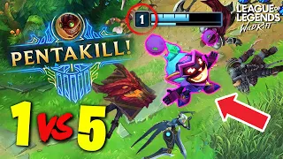 FASTEST 1v5 SOLO PENTAKILL EVER?! - Wild Rift Funny & Best Moments