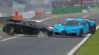 Bugatti Chiron Pur Sport vs Koenigsegg Jesko Absolut at Monza